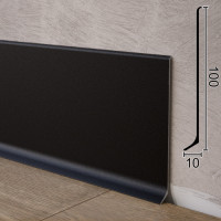 Чёрный алюминиевый плинтус для пола Metal Plintus P-100B, 100х10х2500мм.