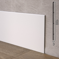 Білий алюмінієвий плінтус плоскої форми Metal Plintus P-102W, 100x3x2500mm.