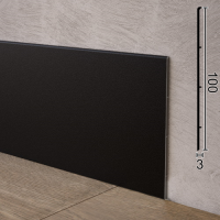 Чёрный алюминиевый плинтус плоский Metal Plintus P-102B, 100x3x2500мм