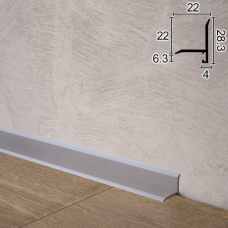 Антиплінтус із збільшеним перекриттям Metal Plintus P-22, 22х22х2500мм. Анодований