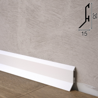 (Белый) алюминиевый плинтус для пола Metal Plintus P-35W, 35х15х2500мм.