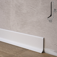 (Белый) алюминиевый плинтус для пола Metal Plintus P-40W, 40х10х2700мм.