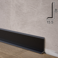 Чёрный алюминиевый плинтус для пола Metal Plintus P-41B, 40х15,5х2500мм.