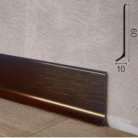 Брашированный алюминиевый плинтус Metal Plintus P-60DK, 60х10х2500мм. Тёмный кофе