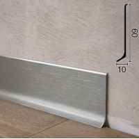 Плоский алюминиевый плинтус брашированный Metal Plintus P-60SB, 60х10х2000мм.