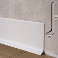 Плинтус алюминиевый для пола Metal Plintus P-82W, 80х15х2500мм. (Белый)