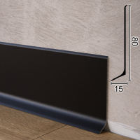 Плинтус алюминиевый для пола Metal Plintus P-82B, 80х15х2500мм. Чёрный