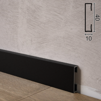 Алюминиевый плинтус для пола Metal Plintus P-84B 40х10х2500мм. H=40мм. Чёрный