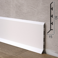 (Белый) алюминиевый плинтус для пола Metal Plintus P-85W, 80х15х2500мм.