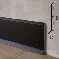 Чёрный алюминиевый плинтус для пола Metal Plintus P-85B 80х15х2500мм. H=80мм