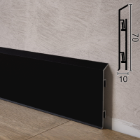 Чёрный алюминиевый плинтус для пола Metal Plintus P-95B 70х10х2500мм.