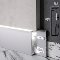 Алюминиевый плинтус с LED-подсветкой Metal Plintus P-105L, высота 60мм.