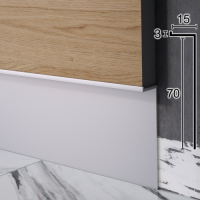 Скрытый алюминиевый плинтус под гипсокартон Metal Plintus Р-107, 70х15х2500 мм.