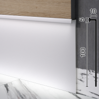 Високий алюмінієвий LED-плінтус прихованого монтажу Metal Plintus Р-110, 100х9,5х2700 мм.