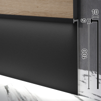 Высокий плинтус скрытого монтажа Metal Plintus P-110В, 100х10х2700мм. Чёрный