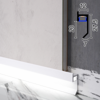 Білий LED-плінтус алюмінієвий тіньового шву підлоги Metal Plintus P-120, 20х12х2500мм.