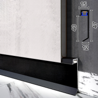 Скрытый алюминиевый плинтус со светодиодной подсветкой Metal Plintus для ламината P-124B, 40х13,5х2500мм. Чёрный