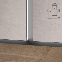 Тіньова рейка LIGHT під підсвітку Мetal Plintus APTL-26. 20х14х3000мм.