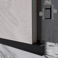Тіньовий вбудований плінтус Metal Plintus P-128B, 20х12, 5х2500мм. Чорний