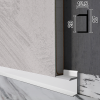 Теневой встроенный плинтус Metal Plintus P-128W, 20х12,5х2500мм. Белый