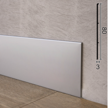Плоский алюмінієвий плінтус для підлоги Sintezal P-102(8), 80х3х2500мм. Срібло