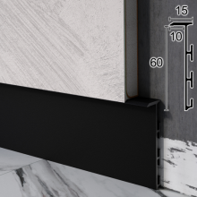 Прихований алюмінієвий плінтус для підлоги Sintezal Р-105В, 60x15x2500mm. Чорний